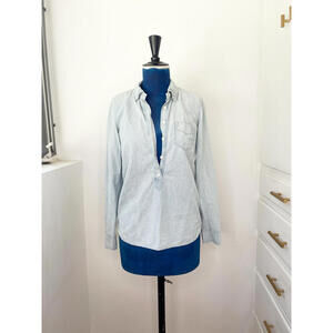 JCrew Light Wash Denim Pullover Henley Size XS